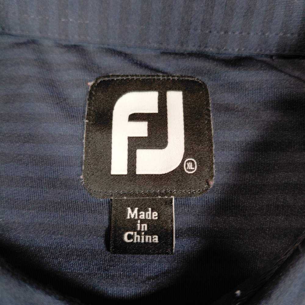 FootJoy Mens XL Navy Blue Striped Golf Polo Scott A McIntosh Folds of Honor Tour - Picture 3 of 11